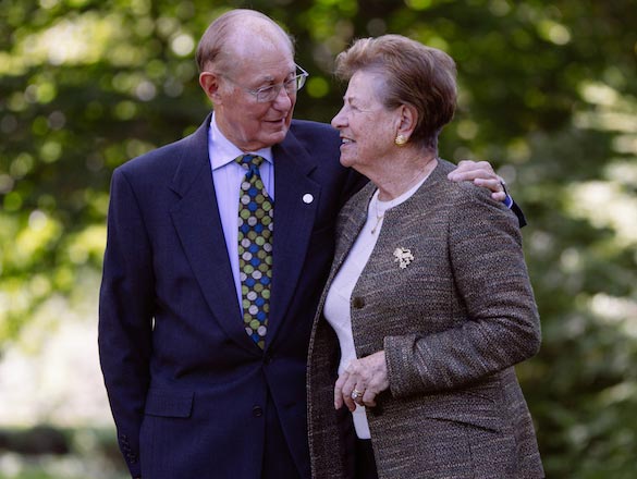 Sidney Eskenazi with his arm around Lois Eskenazi