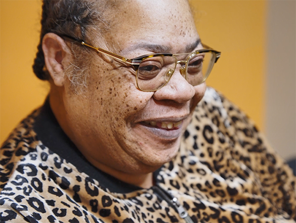 Close Up of Woman Smiling to Side