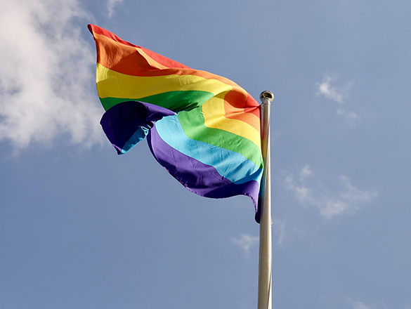 Rainbow flag waving in the wind