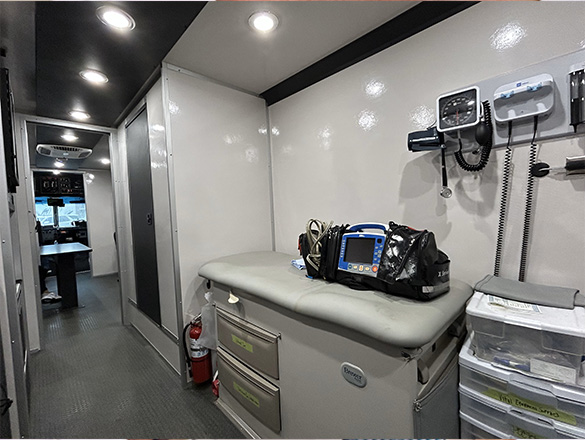 Inside of Eskenazi Health Center mobile clinic