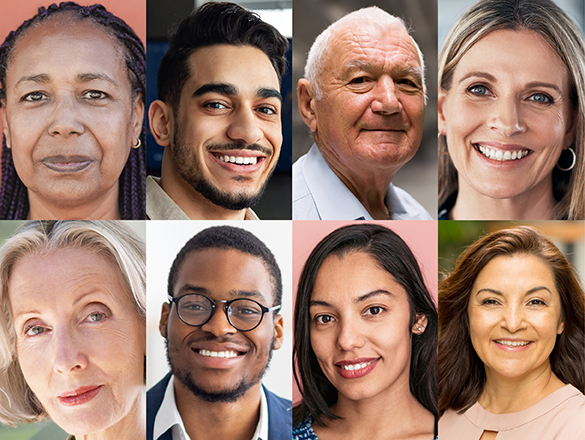 Collage of faces of different demographics